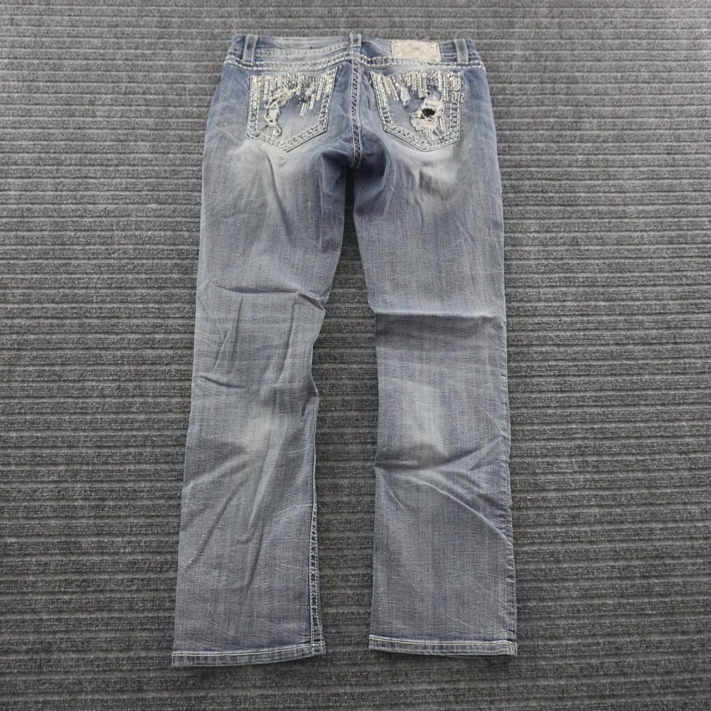 Miss Me Straight Jeans Womens 30 Blue Embellished Distressed Y2K